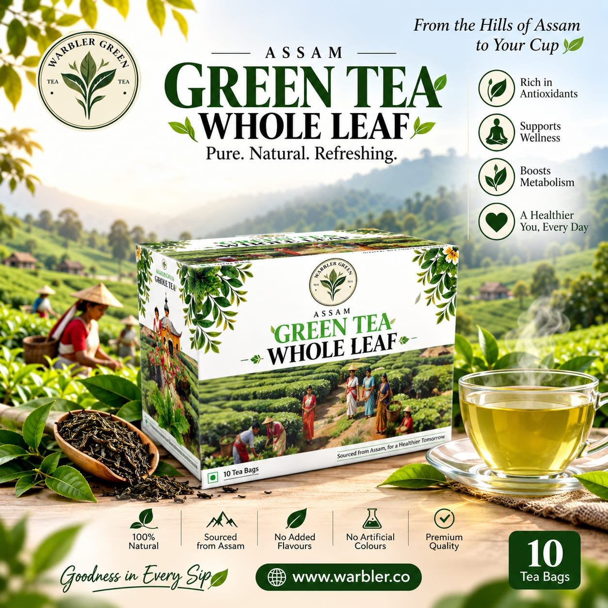 Organic Green Tea Bags (Box of 10)